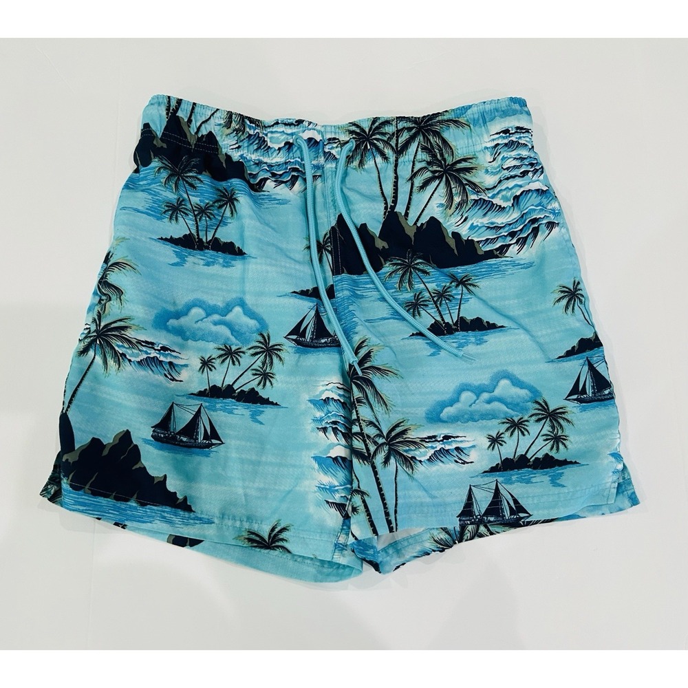 George 6" Swim Shorts Mens M (32-34) AOP Beach Volcano Island Swimwear Trunks